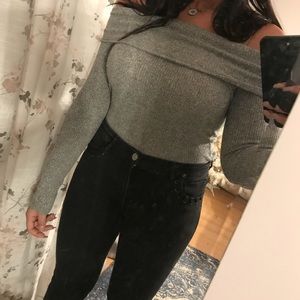 EXPRESS One Eleven Ribbed off the shoulder top